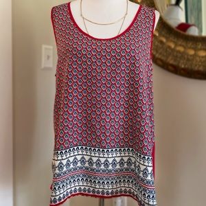 Banana Republic Red Bohemian Print Tank Blouse